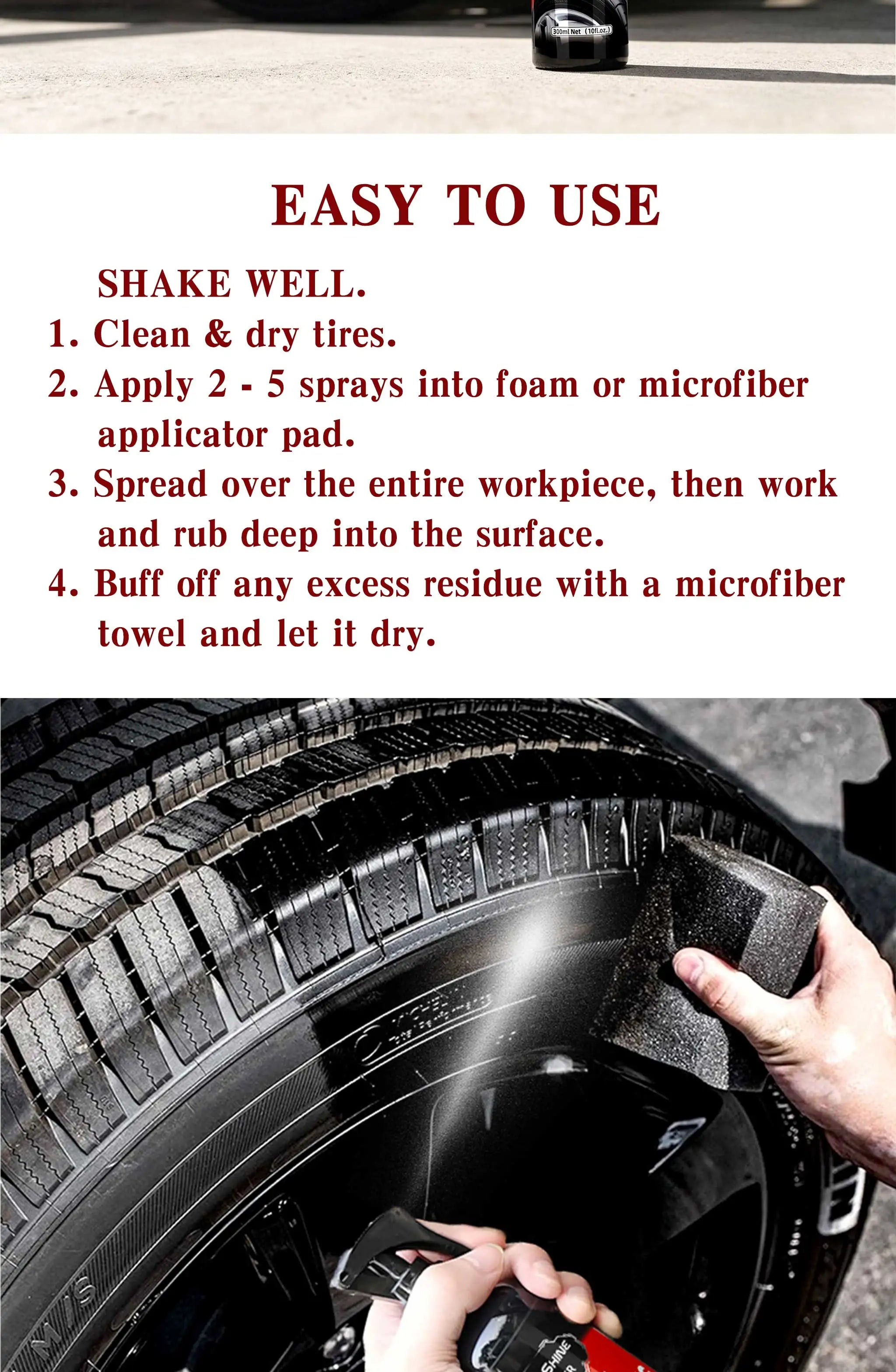 Hydroshine Ceramic Tire Coating Shine Spray – Tyre Gloss Plastic Rubber Restorer Hydrophobic Seal Wax – 50ml / 100ml / 300ml – $16–40