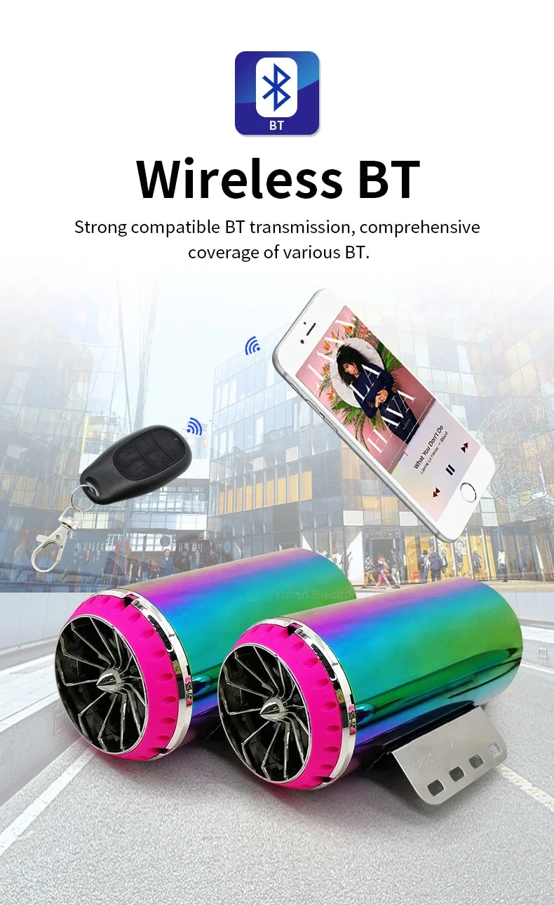 Motorcycle Speakers – Electric Exhaust Pipe Audio System, IP66 Waterproof