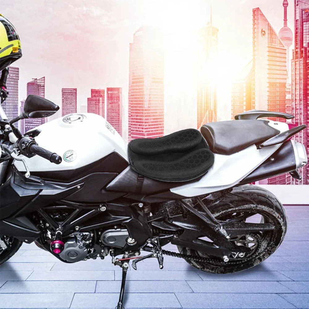 1PC Universal Motorcycle Gel Seat Cushion 3D Honeycomb Structure Breathable and Shock Absorption Pad for Comfortable Long Rides
