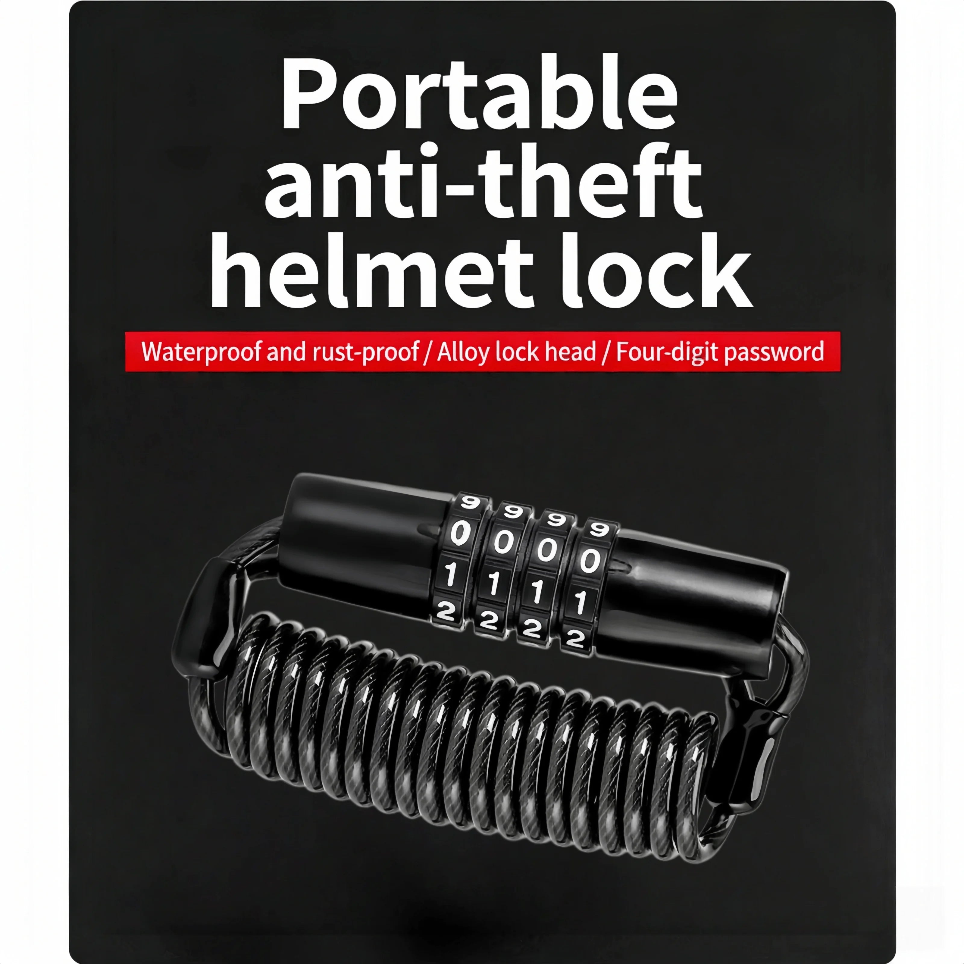 Helmet anti-theft combination lock for bicycles bicycle lock motorcycles and mountain bikes - steel cable combination lock