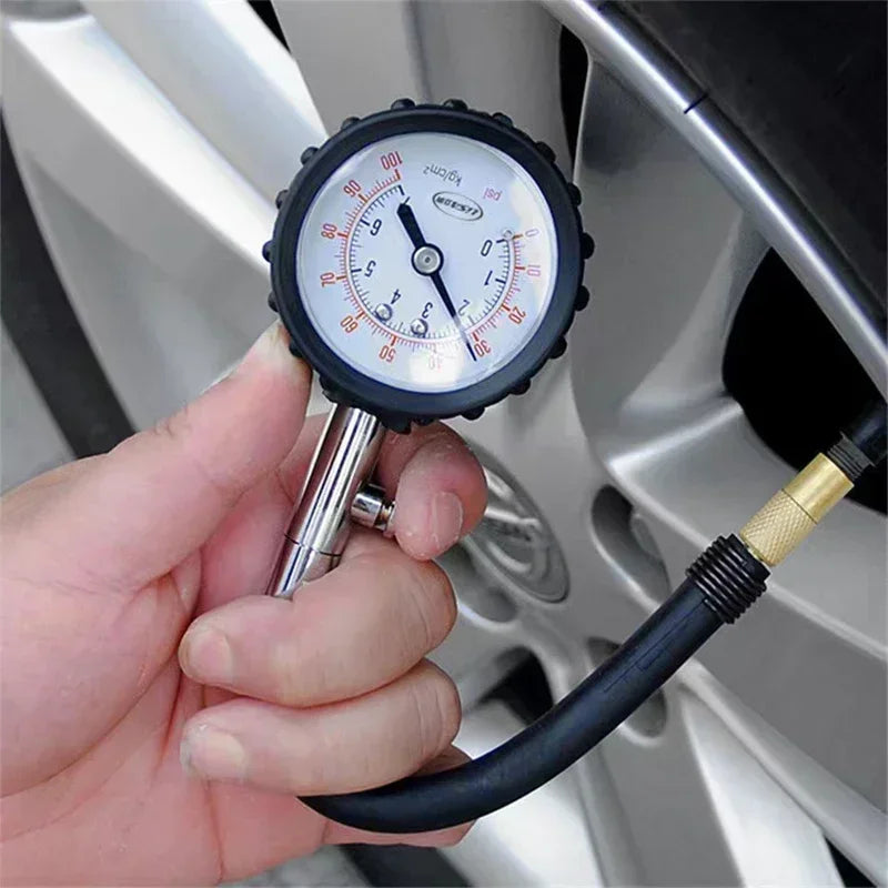 Tire Pressure Gauge – High-Precision 100 PSI Long Tube Tire Gauge for Car, Motorcycle, Truck & Bike