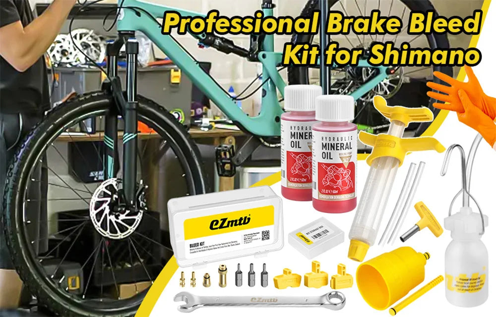 Brake Bleed Kit for Shimano Hydraulic Brakes – Brake Bleeding Tools with 2×60ml Mineral Brake Fluid – Road & MTB Dual Purpose – 2000–2023 Models – $35