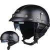 Half Helmets – Retro PU Leather Motorcycle Helmet, HD Visor, All-Season Scooter Helmet for Men & Women