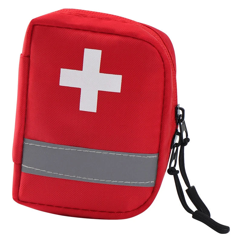Reflective Portable First Aid Kit for Outdoor Hiking Camping - Emergency Medicine Organizer with Car Storage Strips