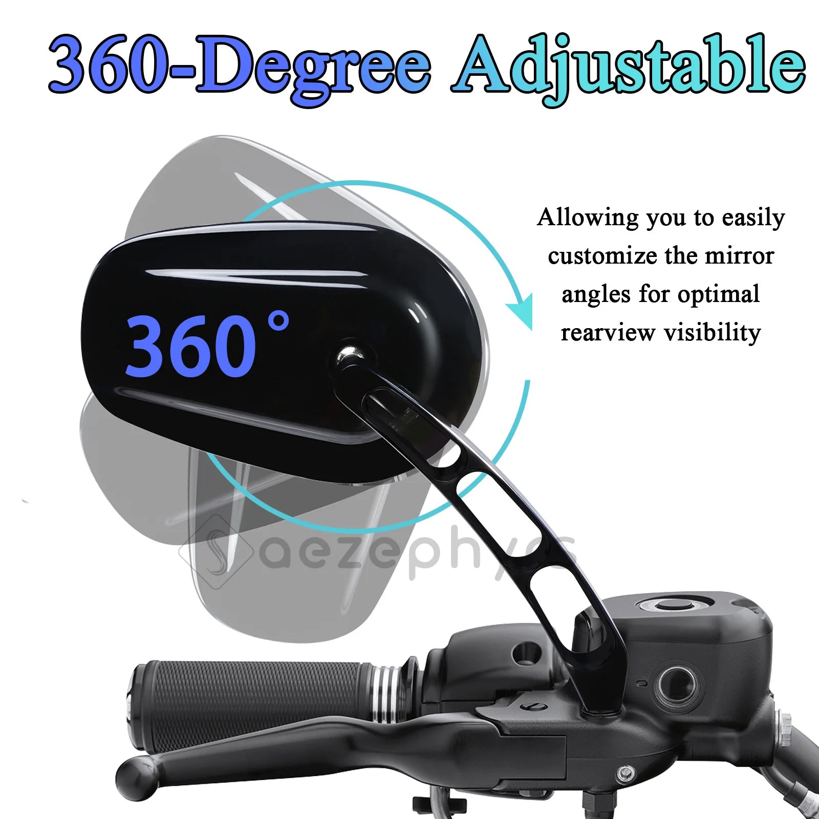 WOWTK Harley-Davidson 360° Adjustable Handlebar Rearview Mirror Pair 5/16" 24 UNF for Touring Sportster Softail Dyna Road King Electra Glide Fat Boy 1982-2026