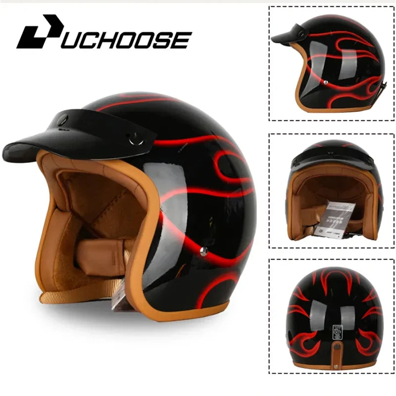 Open Face Helmets – DOT Certified Retro Motorcycle Helmet, Cafe Racer & Street Riding for Men