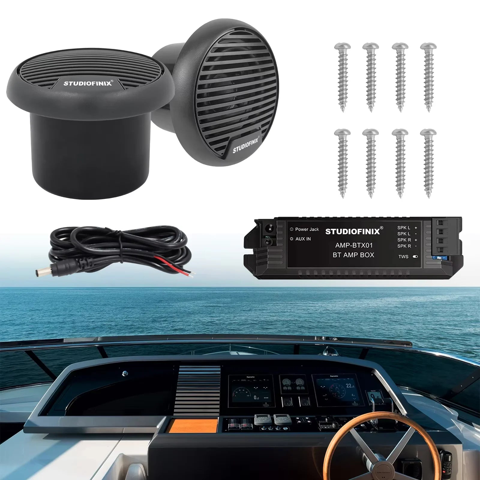 Motorcycle Speakers – Studiofinix 160W Marine Waterproof Bluetooth Audio