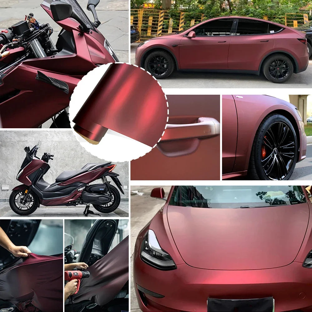 Decorative Vinyl Wrap Film 150cm – Python Camouflage / Carbon Fiber / Auroral Red / Matte Dark Red – Anti-Scratch Waterproof Self-Adhesive PVC – Car Motorcycle Helmet – 10–50cm Wide – $7–46