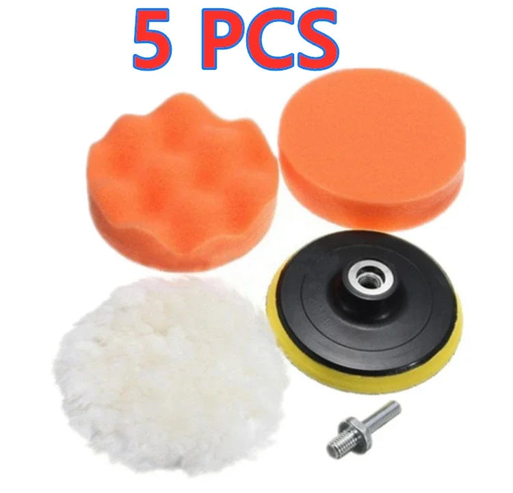 Car & Motorcycle Foam + Wool Polishing Pad Kit – 3" & 5" Sponge Buffer Set – Waxing Polishing Sealing – Drill Compatible – 5 / 11 / 22 / 39 Pcs – $20–30