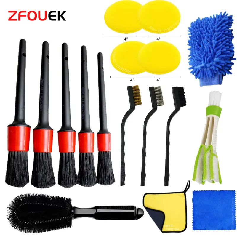 ZFOUEK 17-Piece Car Detailing Brush Set - 17pcs