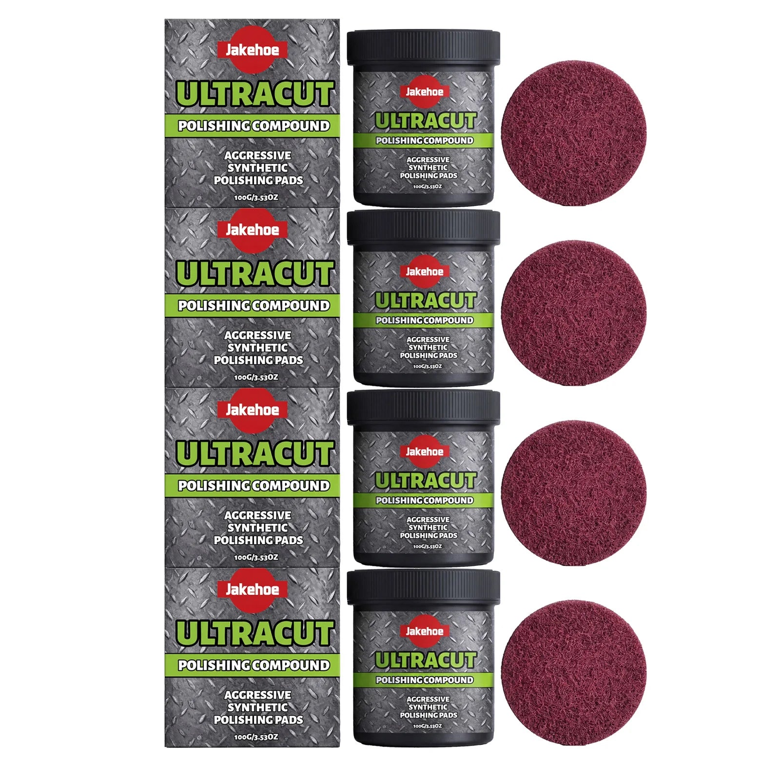 JAKEHOE Polishing Compound Kit – 100g Paste + Pad Per Set – Removes Scratches Oxidation Stains – Auto Paint Multi-Surface – 1 / 2 / 3 / 4 Sets – $25–35