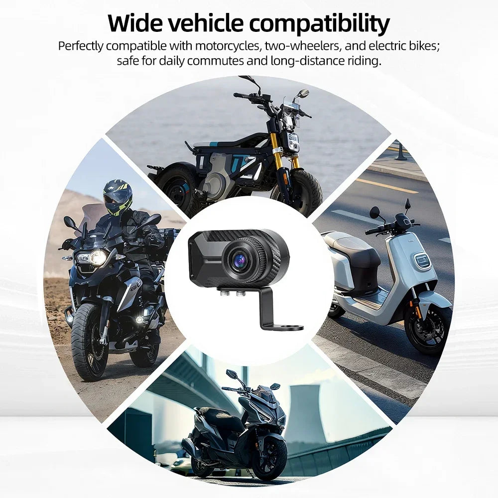 WDSZKMYF 2K HD IP65 Waterproof Motorcycle Dash Cam 170° WiFi Night Vision Loop Recording Motorcycle Camera Black Box for Motorcycle E-Bike Bicycle Mountain Bike