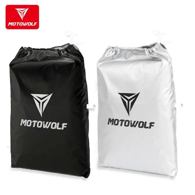 MOTOWOLF Oxford Waterproof Scooter Cover Universal All Weather Motorcycle Protector Anti UV Dustproof with Lock Holes – Polyester Taffeta Oxford Cloth M-4XL Silver Black 4 Season