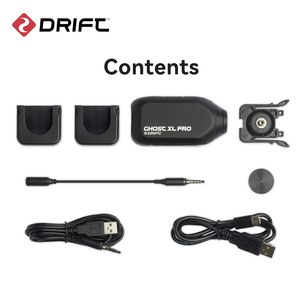 Drift Ghost XL PRO 4K WiFi IPX7 Waterproof Motorcycle Camera Helmet Cam 140° 300° Lens 3000mAh Live Stream Vlog Dash Cam Motorcycle Camera for Motorcycle Bicycle Outdoor