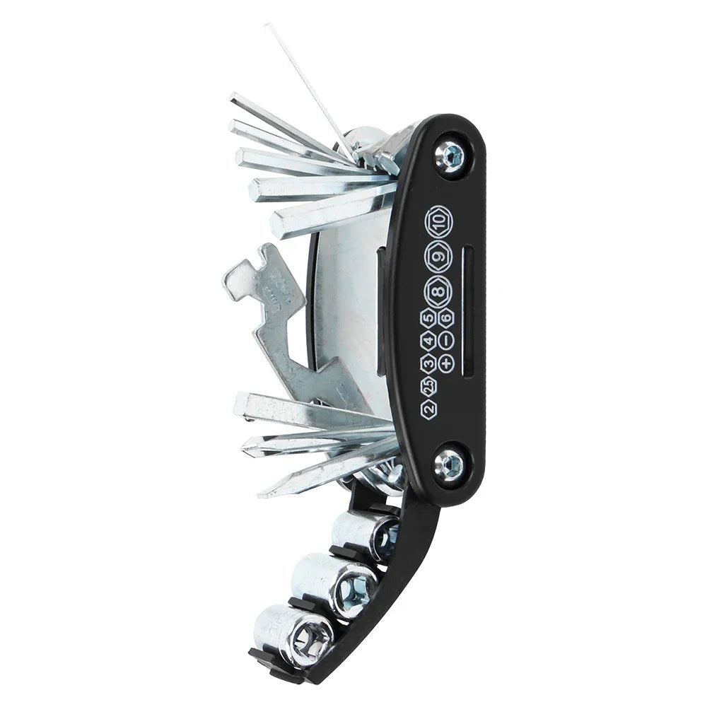 RVICHMOTO 16-in-1 Motorcycle Multi-Tool Kit – Allen + Socket + Flat Wrench + Screwdriver + Spoke Tool + Extension Rod – $20