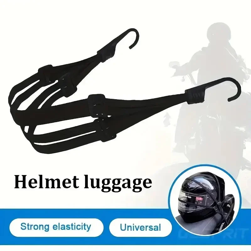 Heavy Duty Elastic Motorcycle Helmet Cargo Net With 2 Hooks Bungee Cord Luggage Holder for Bike Back Seat Electric Scooter Bag