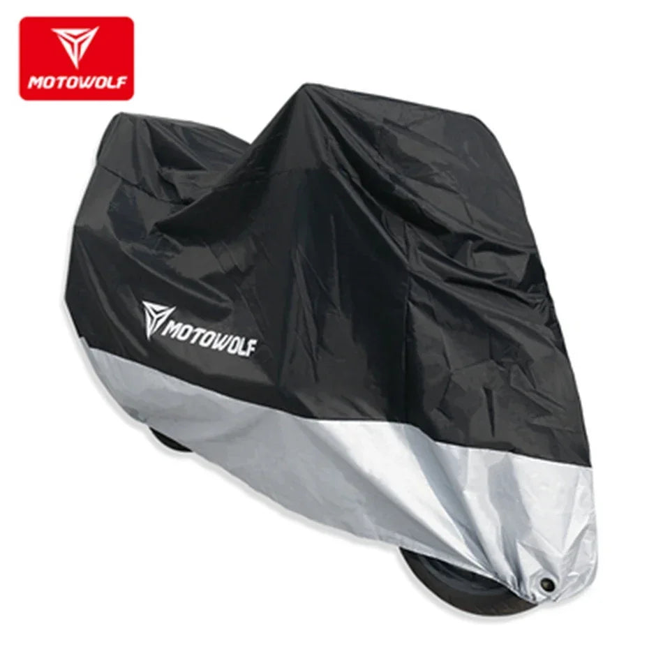 MOTOWOLF Oxford Waterproof Scooter Cover Universal All Weather Motorcycle Protector Anti UV Dustproof with Lock Holes – Polyester Taffeta Oxford Cloth M-4XL Silver Black 4 Season
