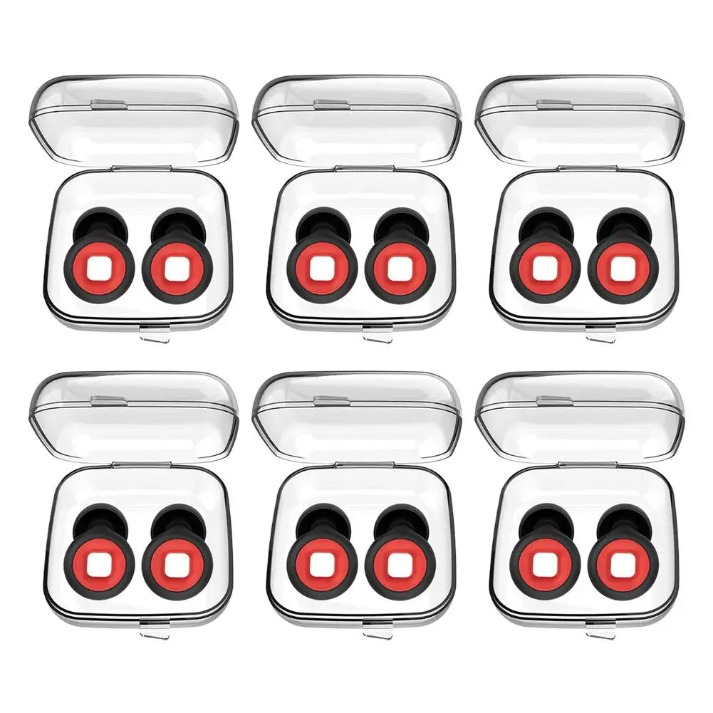 Sleep Soundproof Earplugs Portable Motorcycle Noise Reduction Earplugs Mute Anti-Noise Motorcycle Equipment – Silicone – 14g – Red / Black