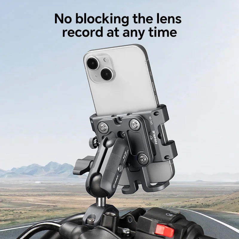 FANAUE Aluminum Alloy Anti-Vibration Motorcycle Phone Mount – Shockproof Navigation Holder for Off-Road Riding