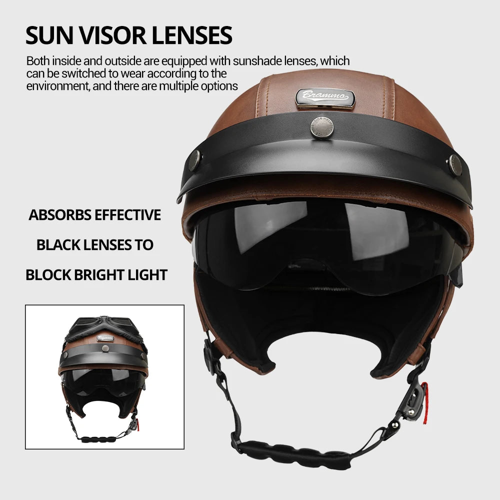 Vintage Leather Half Helmet for All Seasons