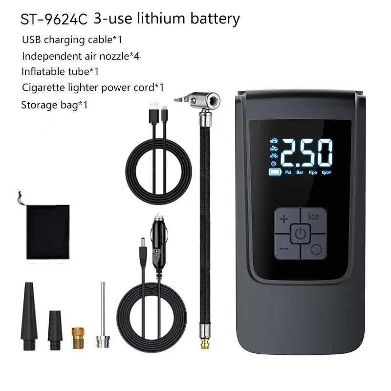 Portable Air Compressor – Wireless Tire Inflator with LCD Display