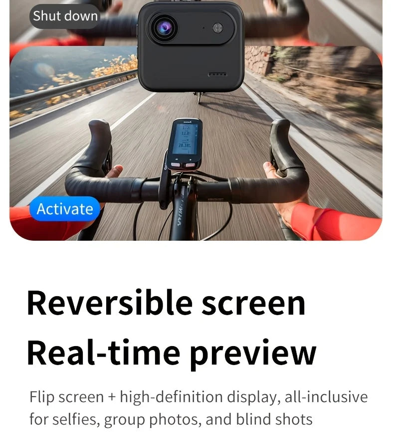 4K HD Flip Screen Thumb Action Camera 20MP Sony Sensor Anti-Shake Wide-Angle Vlog Cycling Camcorder 32GB USB Charging Lightweight Portable POV Camera for Outdoor Travel Cycling