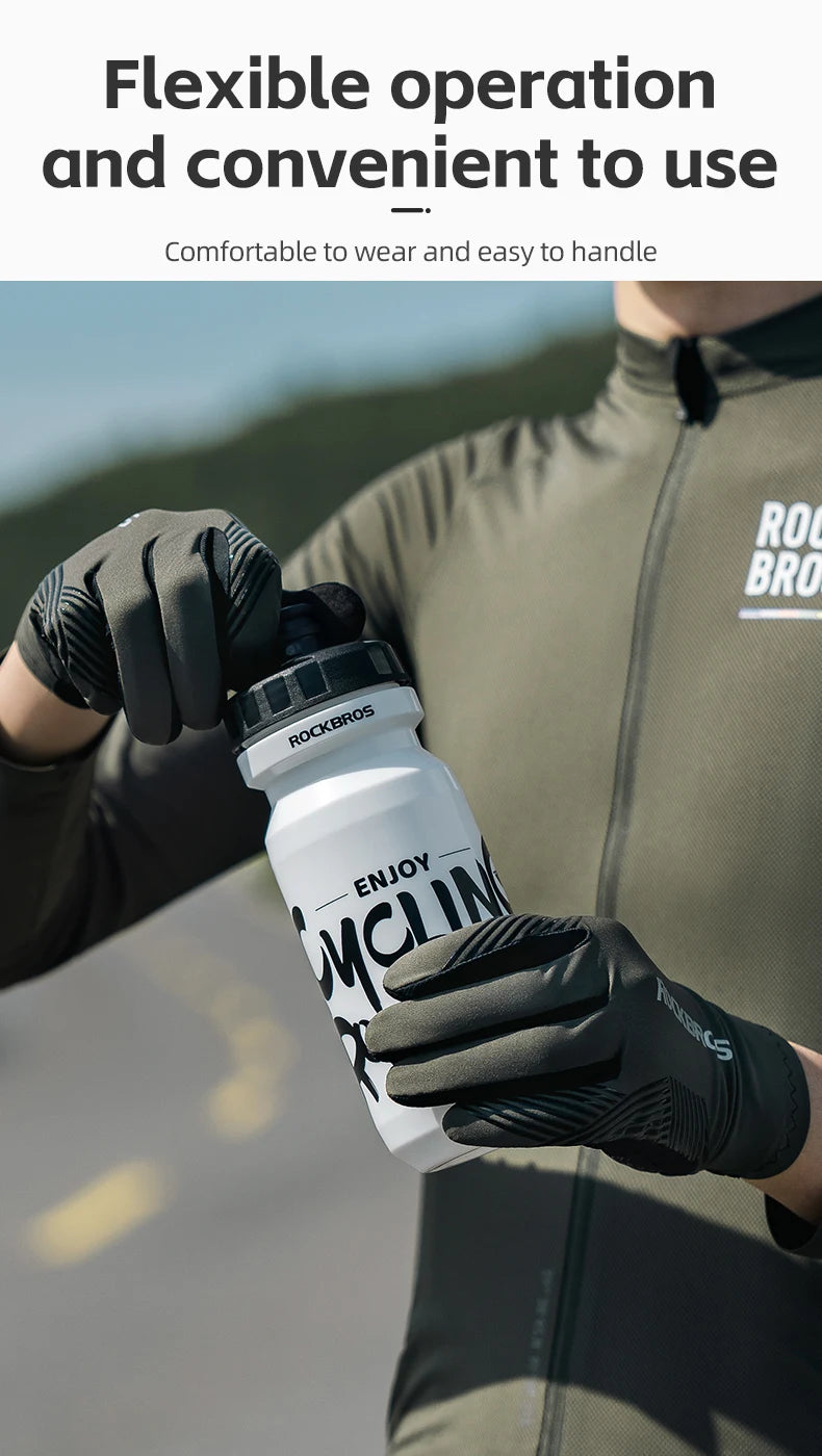 ROCKBROS Sports Cycling Gloves Breathable MTB Road Bike Non-slip Gloves Touch Screen Men Women Full Finger Motorcycle Gloves