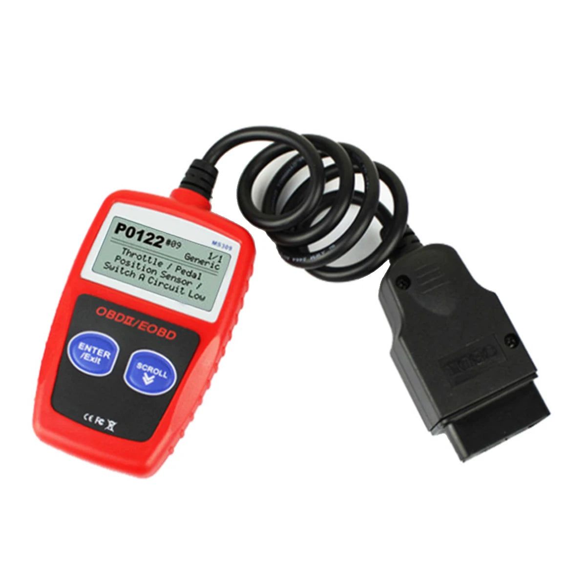 MS309 OBD-II Code Reader – Built-In LCD Display – No Phone Required – Read + Clear Check Engine – Universal 1996+ Cars – $34