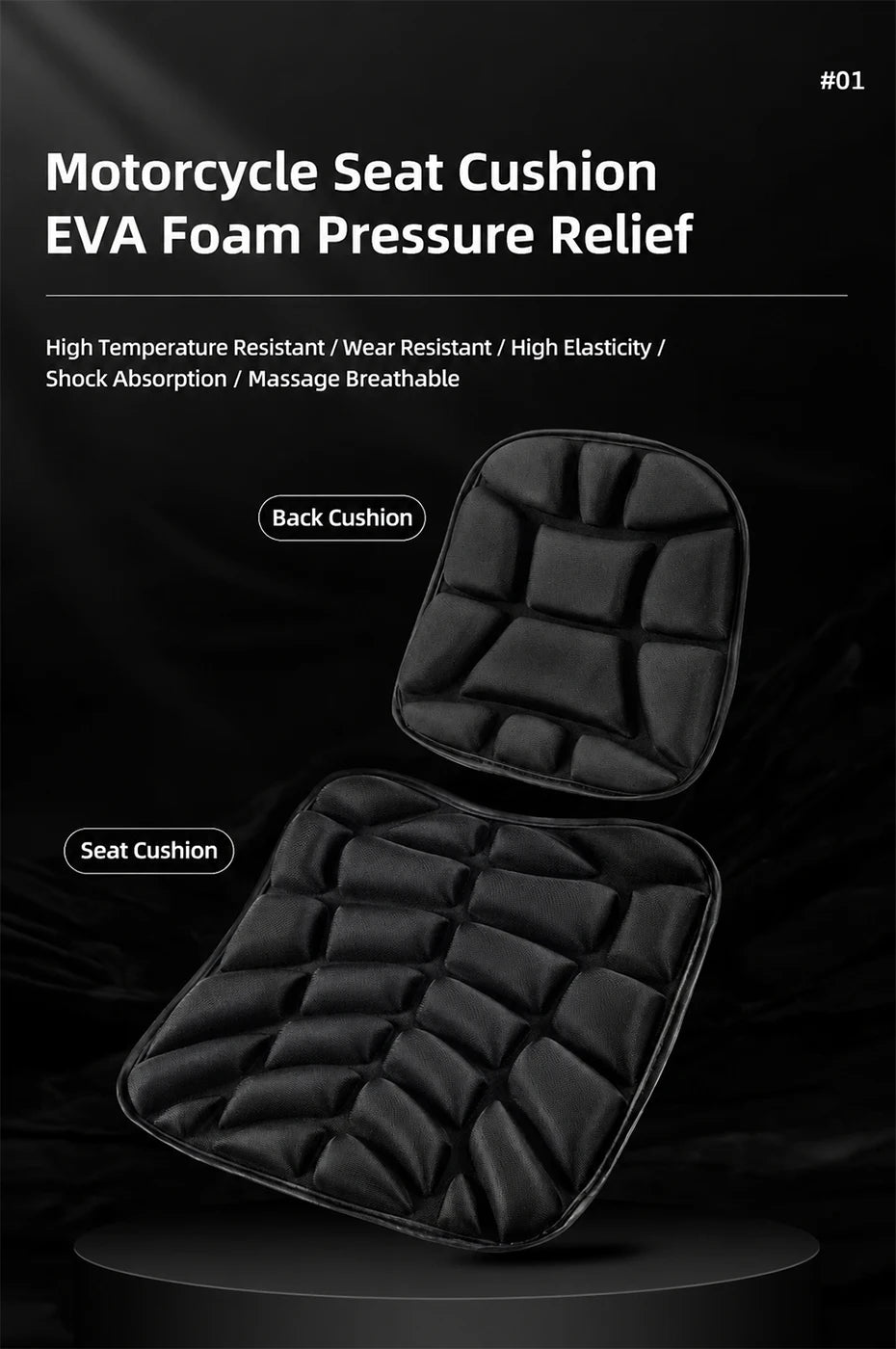 SEAMETAL Universal Motorcycle Gel Seat Cover 3D Breathable Comfort Cushion Shock Absorber Pad Anti-Slip Bike Saddle Protector
