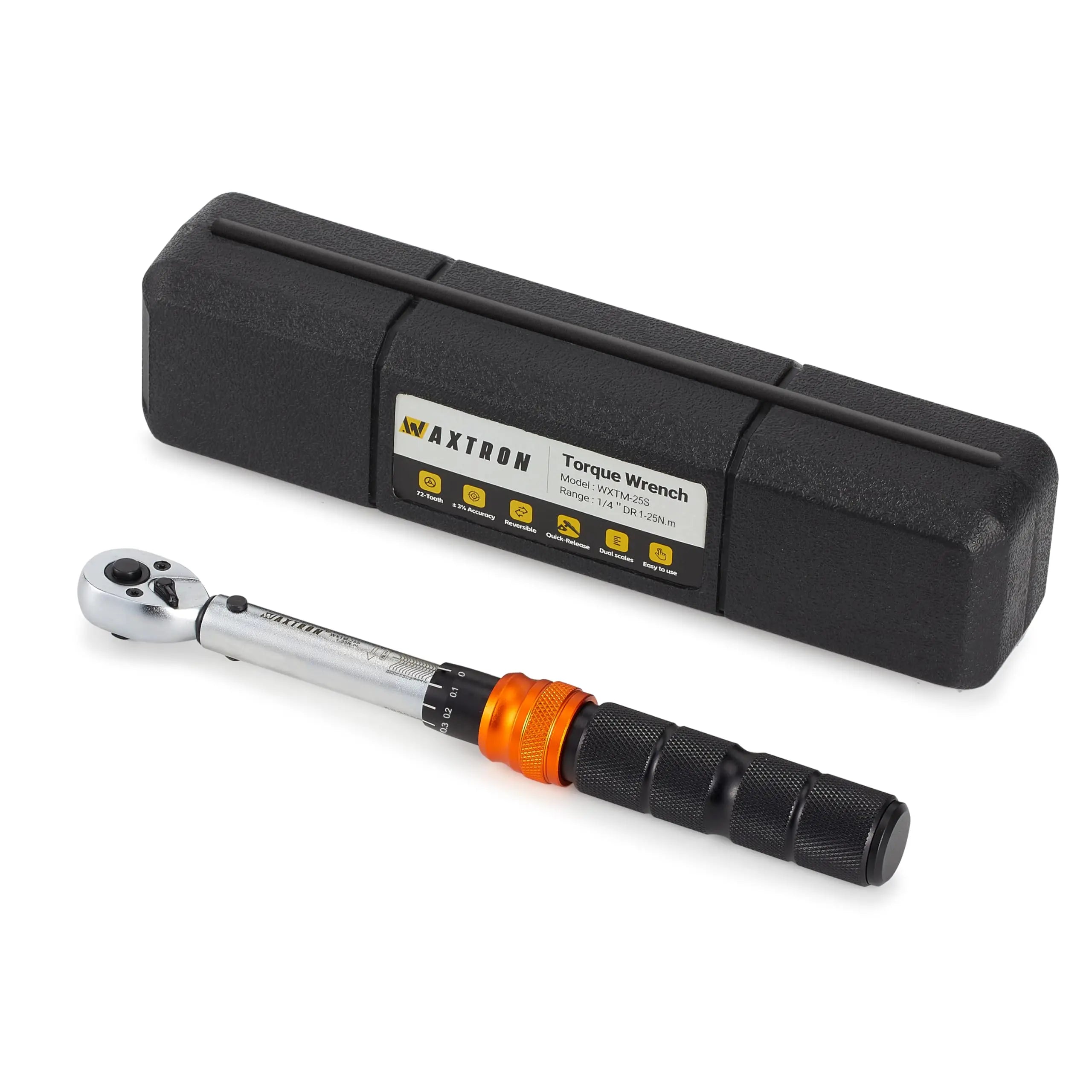 WAXTRON Click Torque Wrench – 1/4” / 3/8” / 1/2” – 1–220 Nm – 72-Tooth – ±3% – Chromium-Vanadium Steel – from $62