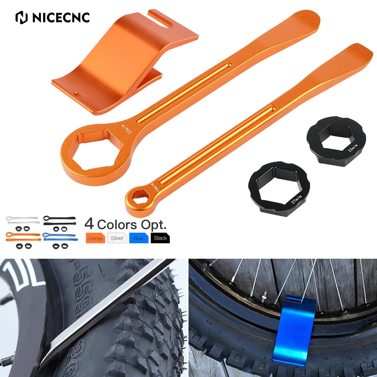 CNC Aluminum Motorcycle Tire Lever Wrench & Bead Buddy Set – KTM Husqvarna Husaberg Honda Yamaha Kawasaki Suzuki Beta – $20–47