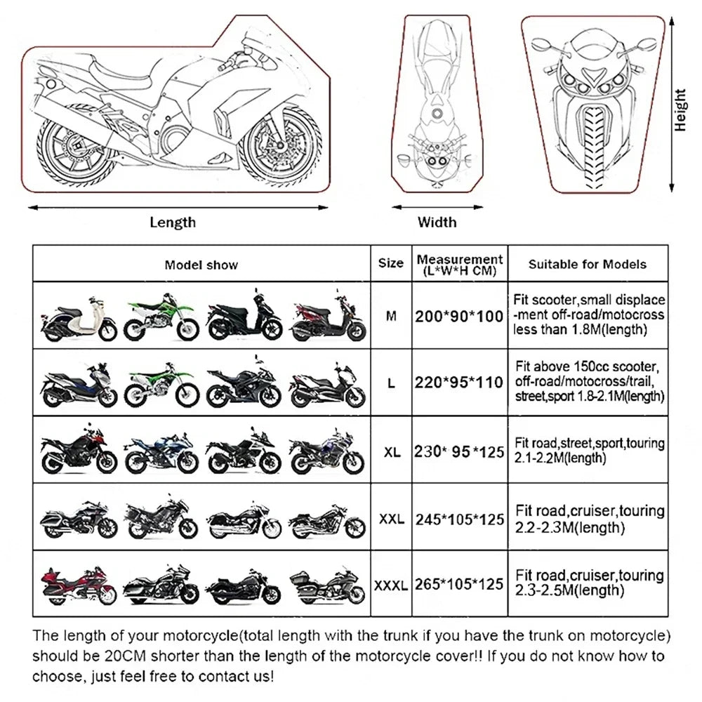 Motorcycle Cover for NMAX AEROX PCX MIO BEAT CLICK Waterproof Rain and Dust UV Cover – Polyester Taffeta PU Coating All Black Lock Holes Windproof Buckle Storage Bag M-XXXL