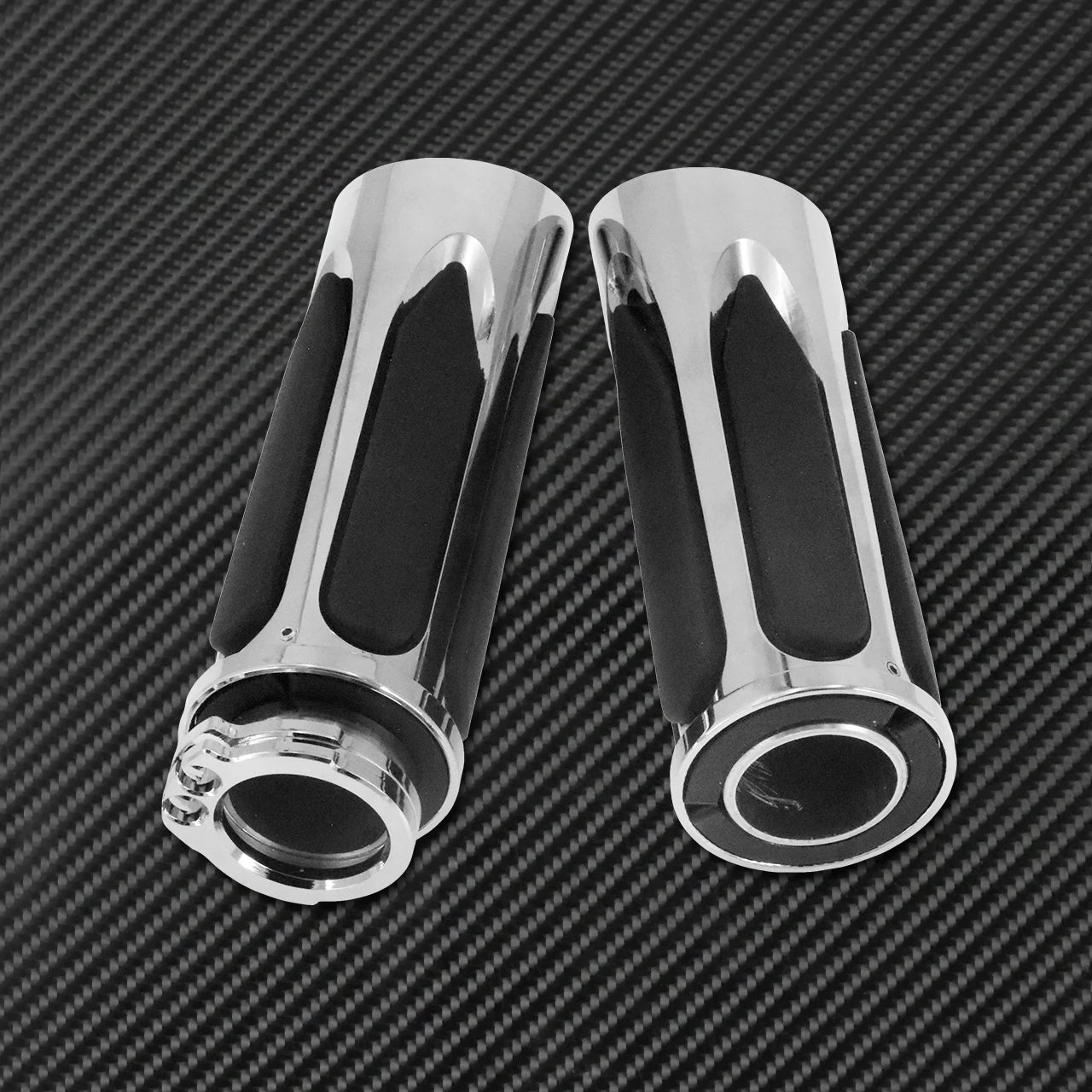 MACTIONS Harley-Davidson CNC Billet Aluminum Motorcycle Handlebar Grips 1" 25mm Rubber Vibration-Absorbing Hand Grips for Harley Touring Road King Sportster XL 883 1200 Dyna Softail V-Rod – 3 Styles (1 Pair)
