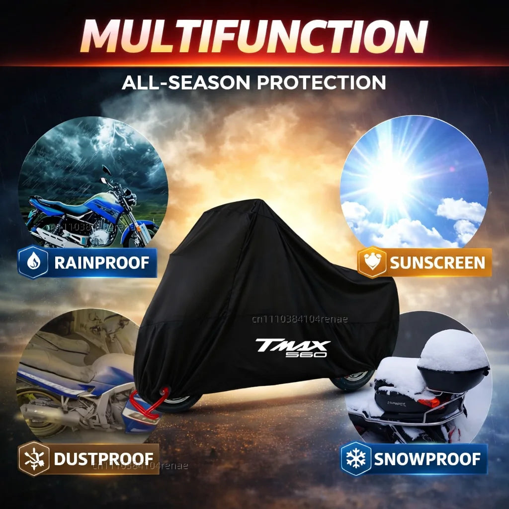 For Yamaha T-MAX TMAX 560 T-Max 560 T-Max560 TMAX560 190T Motorcycle Cover Waterproof Dustproof UV Protection All Season – Polyester Taffeta PU Coating Black M-4XL Storage Bag