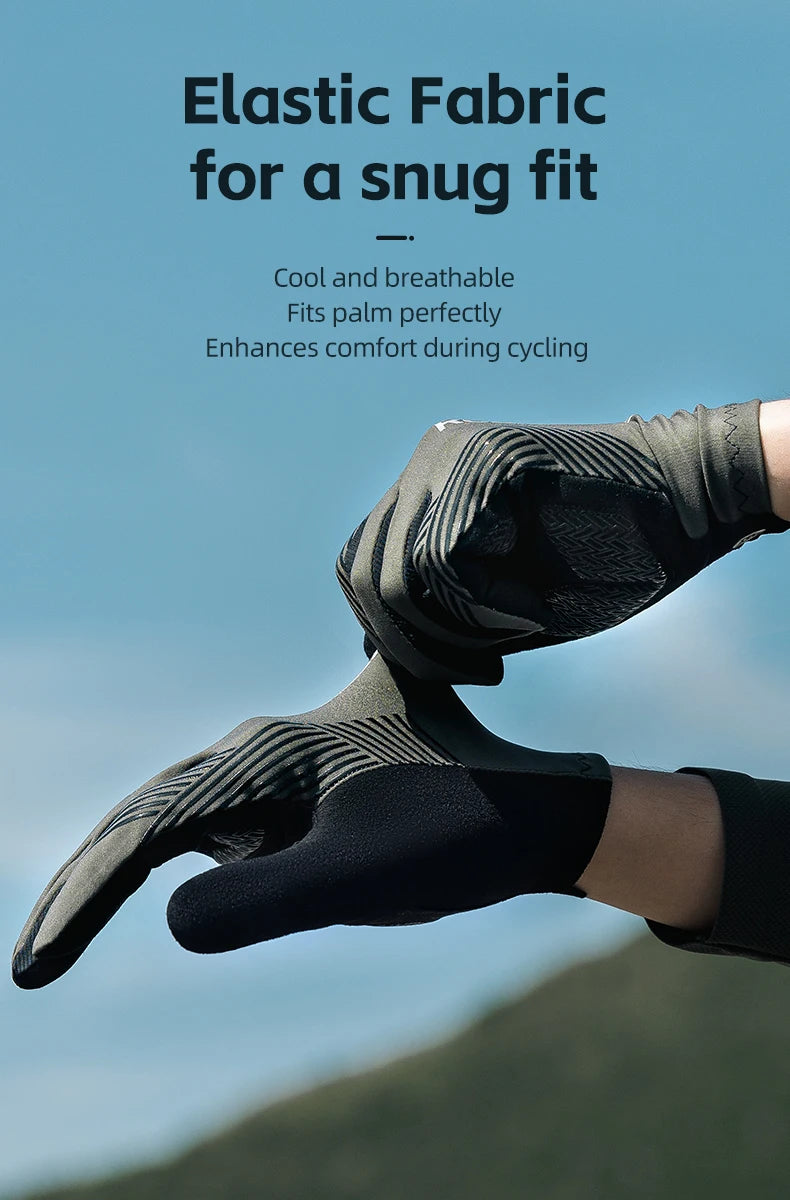 ROCKBROS Sports Cycling Gloves Breathable MTB Road Bike Non-slip Gloves Touch Screen Men Women Full Finger Motorcycle Gloves