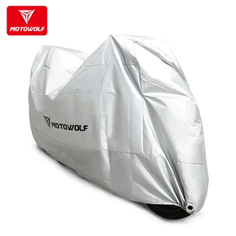 MOTOWOLF Oxford Waterproof Scooter Cover Universal All Weather Motorcycle Protector Anti UV Dustproof with Lock Holes – Polyester Taffeta Oxford Cloth M-4XL Silver Black 4 Season