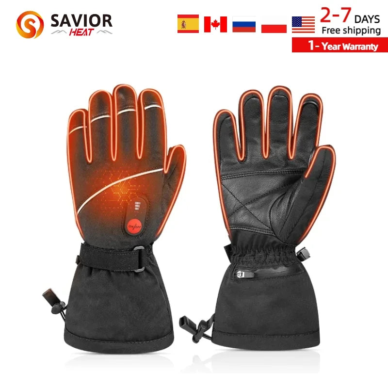 SAVIOR HEAT Rechargeable Heated Gloves for Men Waterproof Women  Thermal Gloves for Motorcycle Ski Cycling Electric Battery