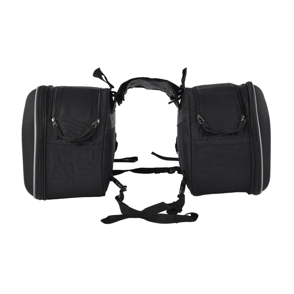 oezrefit 2PCS Universal Fit Motorcycle Pannier Bags Luggage Saddle Bags Side Storage Fork Travel Pouch Box Motorcycle Side Helmet Riding Waterproof 36L-58L with Rain Cover – Black