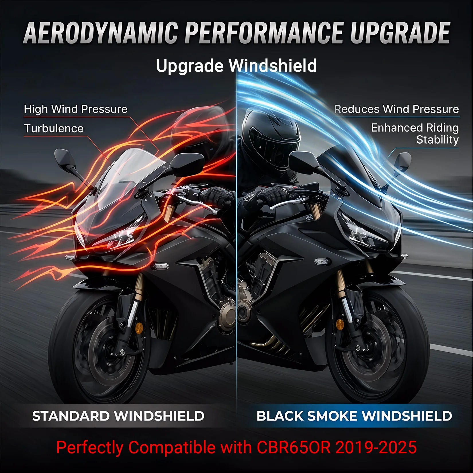 Motorcycle Windshield Windscreen – Double Bubble Airflow for Suzuki GSXR600/GSXR750