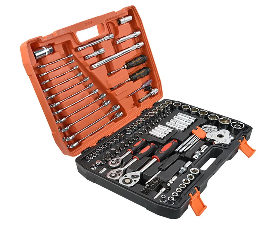 tungfull 121-Piece Chrome Vanadium Steel Socket Ratchet Wrench Set – Auto & Motorcycle Repair – Storage Box – $188