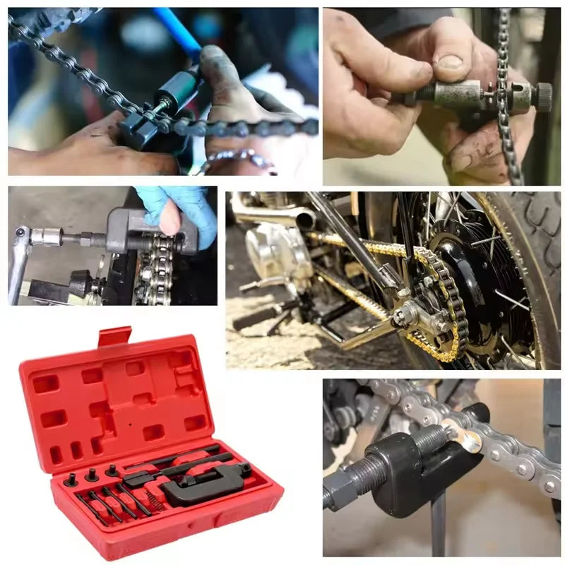 13-Piece Bicycle & Motorcycle Chain Removal & Breaker Tool Kit – Pins 2.2/2.9/3.8mm – Red Box – 780g – $39