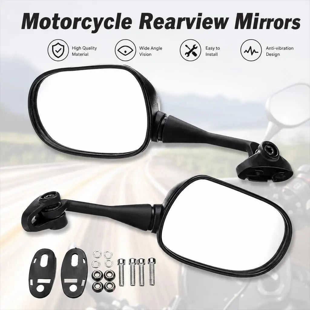 Motorcycle Rearview Side Wing Mirror Pair for Honda CBR 600RR 1000RR 125R 250R Wide Angle ABS Anti-Vibration