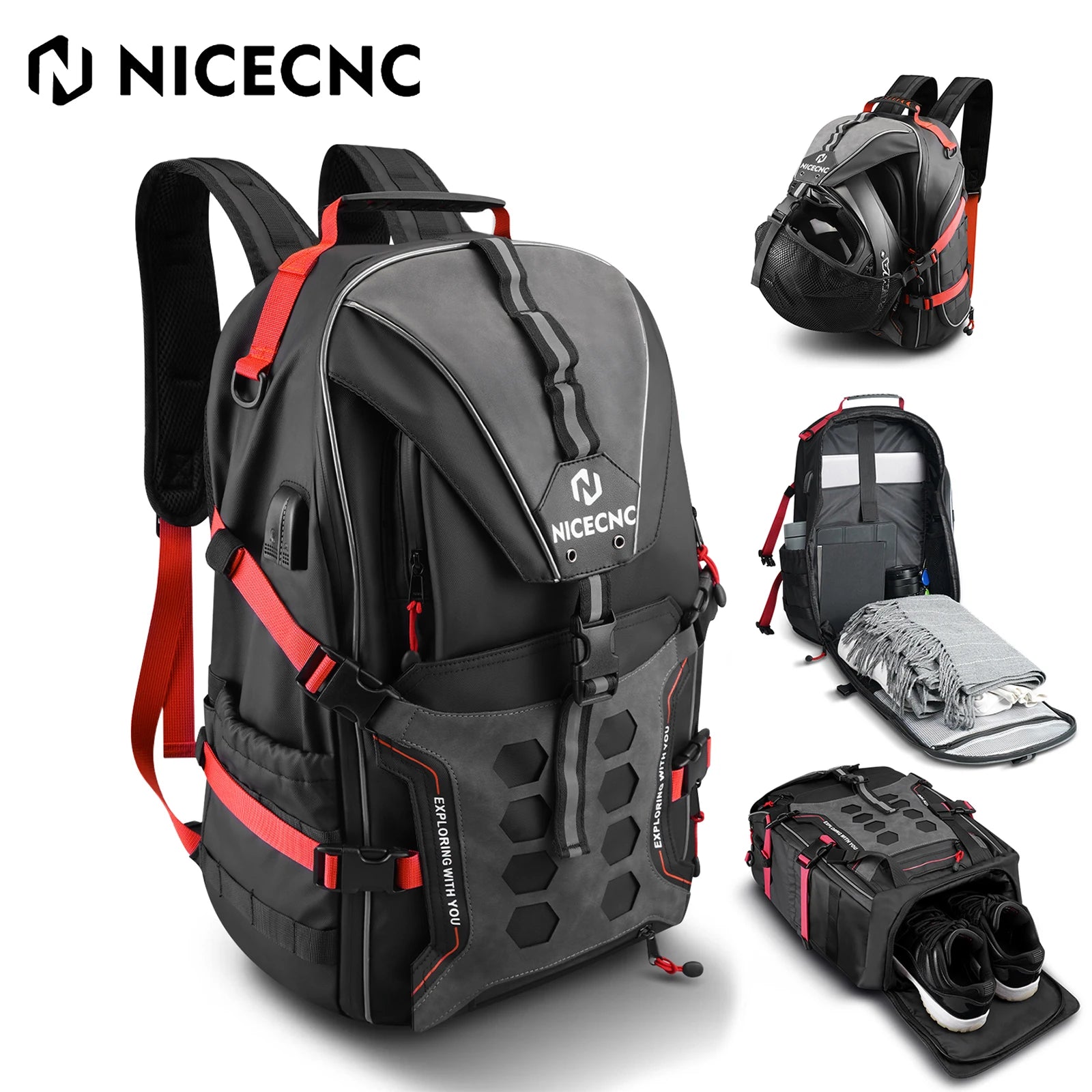Motorcycle Backpack – 35L Waterproof Large Capacity Helmet & Travel Bag