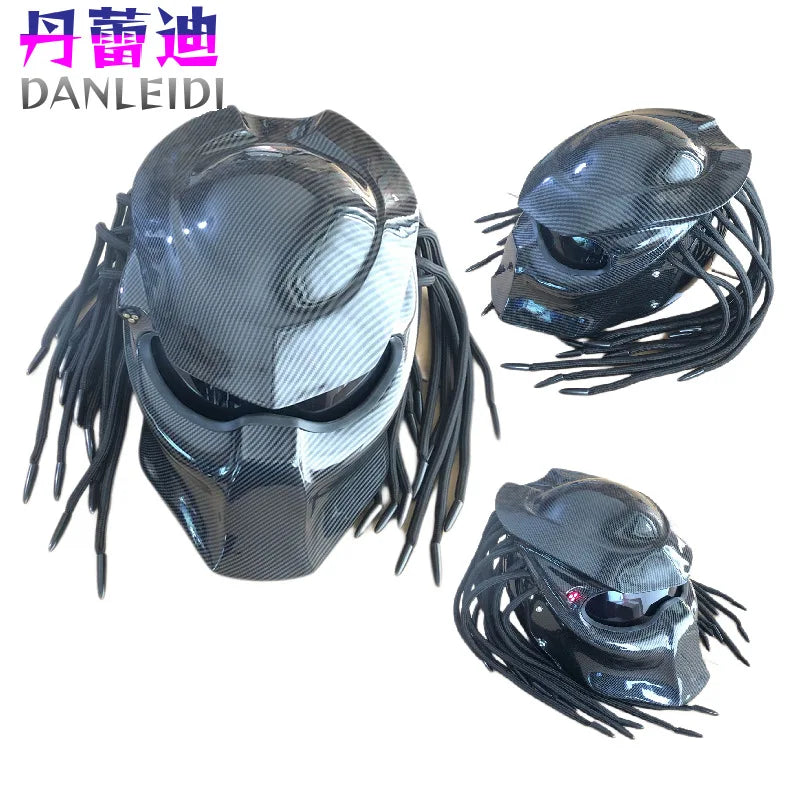 Carbon Fiber Helmets – Predator Full Face Motorcycle Helmet, DOT & ECE Certified, Retro Racing Design