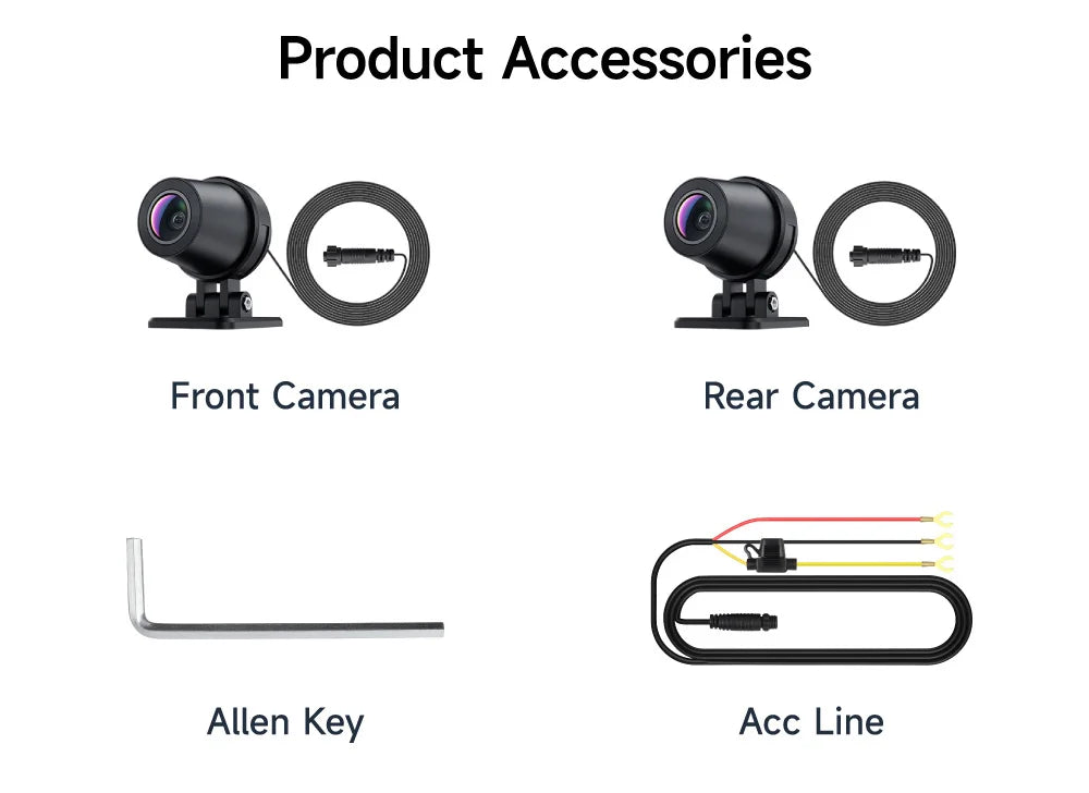 JIUYIN Dual Lens Motorcycle Dash Cam 720P/1080P Front & Rear Waterproof WiFi Night Vision Loop Recording Motorcycle Camera DVR Black Box G-Sensor