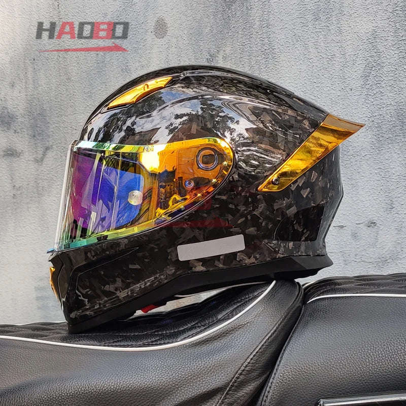 Carbon Fiber Helmets – ORZ Full Face Motorcycle Helmet, Color Visor, DOT Approved, All-Season