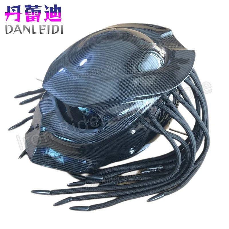 Carbon Fiber Helmets – Predator Full Face Motorcycle Helmet, DOT & ECE Certified, Retro Racing Design