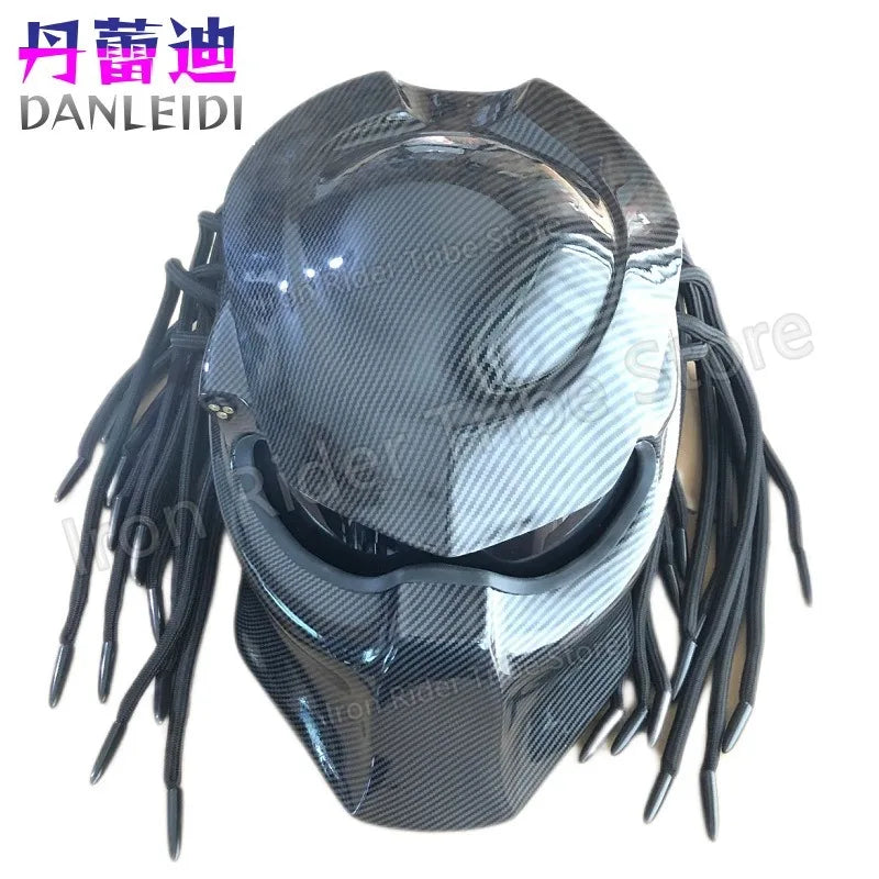 Carbon Fiber Helmets – Predator Full Face Motorcycle Helmet, DOT & ECE Certified, Retro Racing Design