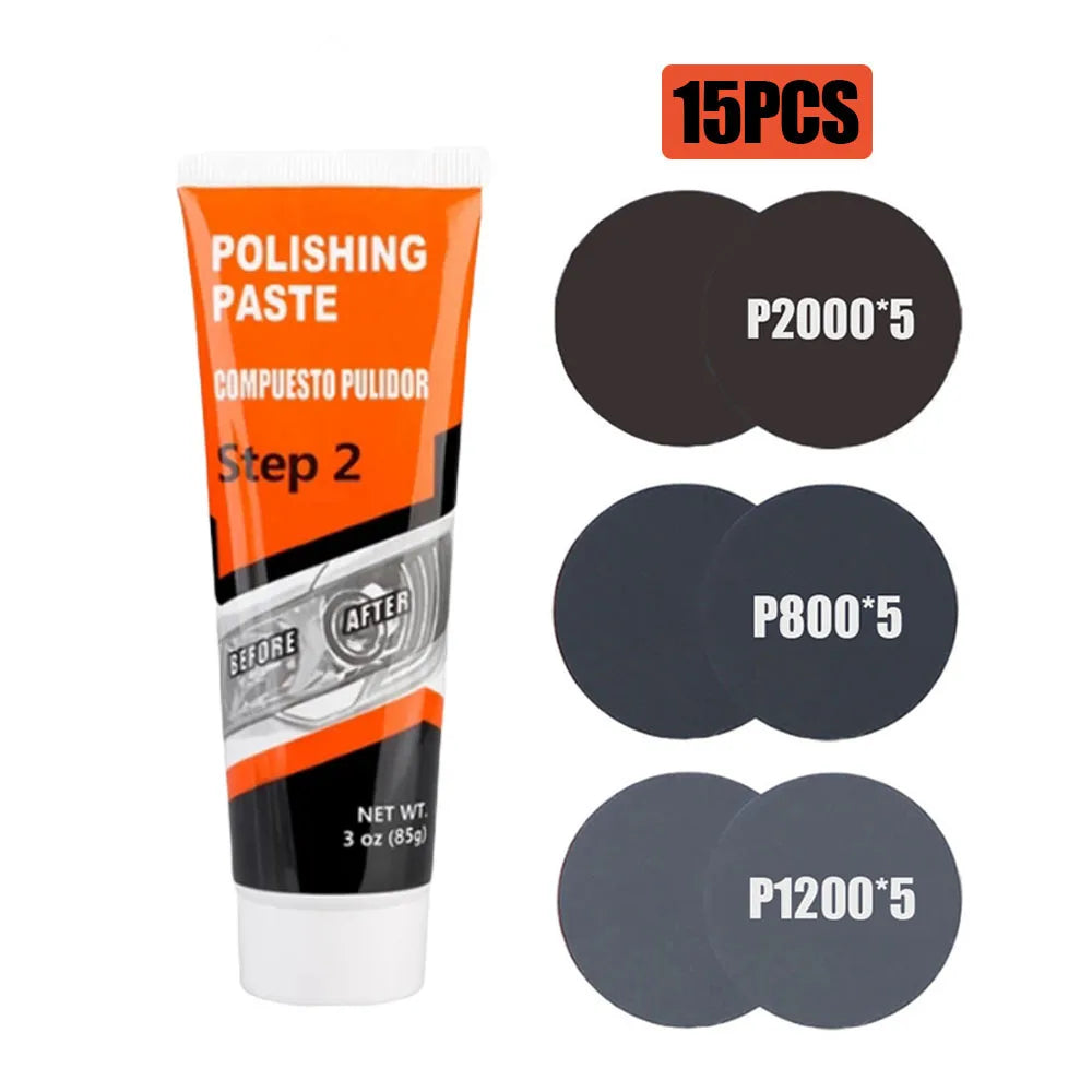 Professional Car & Motorcycle Headlight Restoration Kit – Wet Sand + Polish + UV Protect – Removes Yellowing Scratches – Car / Motorcycle / ATV – 24 Set Options – $40