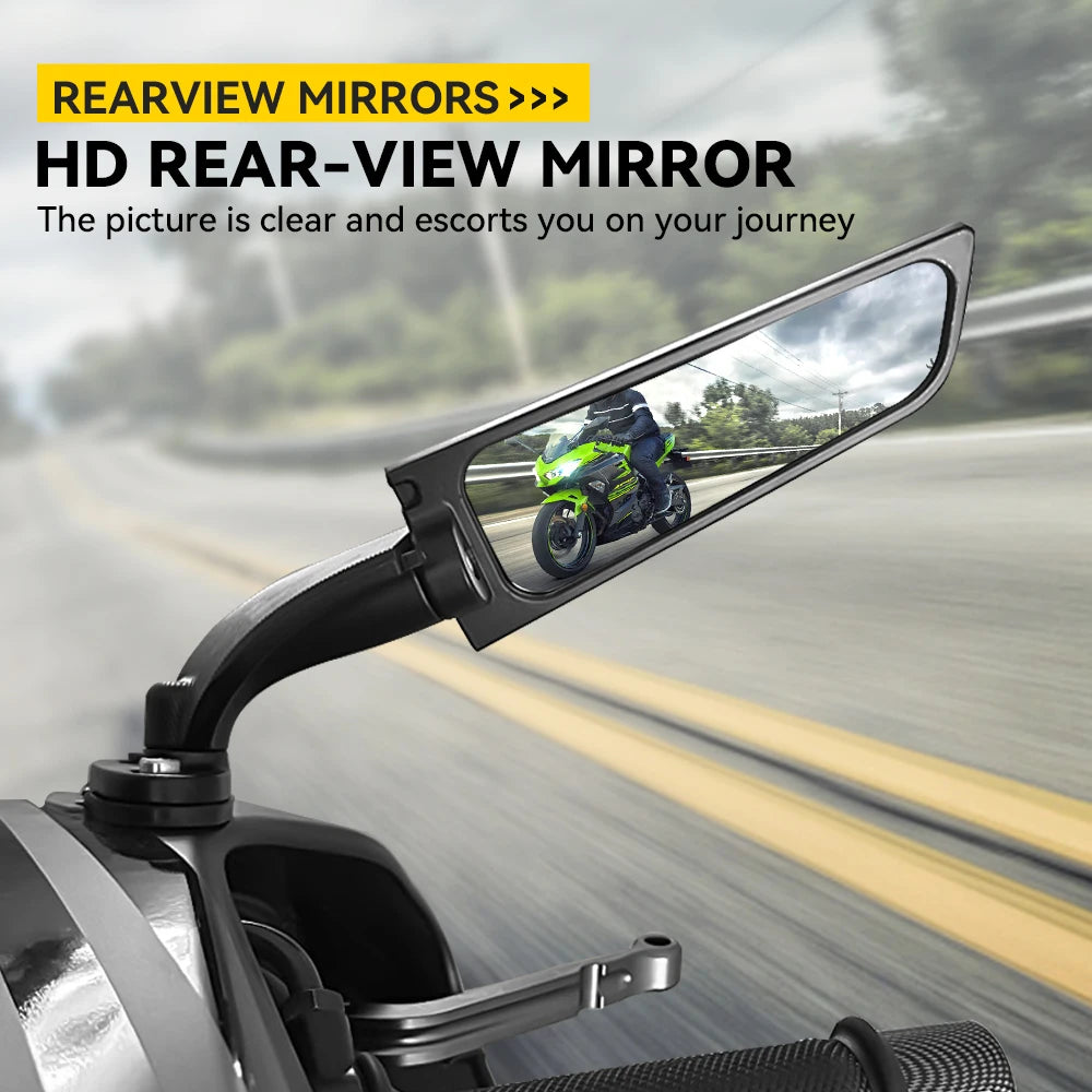 For Kawasaki Ninja 250 300 400 650 H2 H4 Modified Motorcycle Mirrors Adjustable Rotating Rearview Wind Swivel Wing Side Mirror